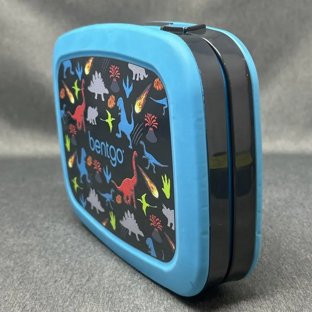 Bentgo Bento Lunch Box 5 Compartment Blue Kids Dinosaur Print Leak Proof